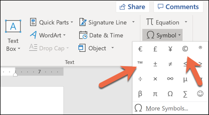 type the copyright symbol in word for mac
